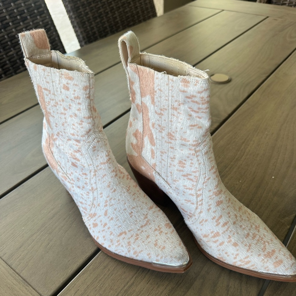Cow hide ankle booties